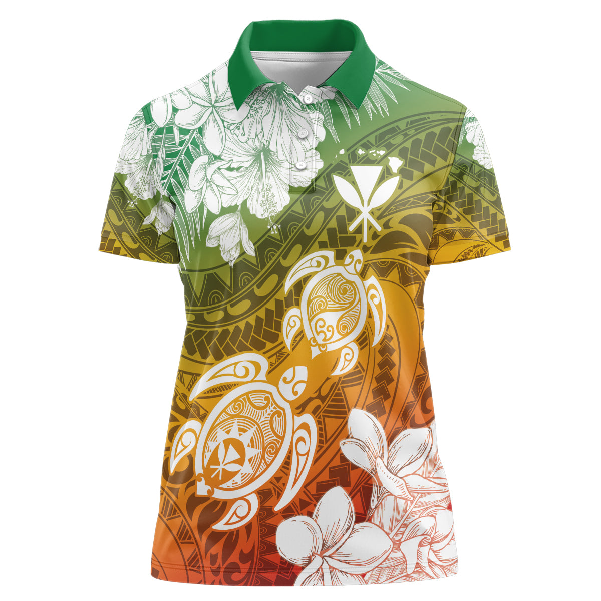 Kanaka Maoli Hawaii Flag Day Women Polo Shirt Vibrant Frangipani