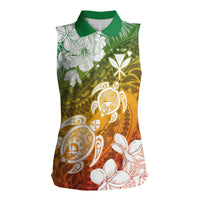 Kanaka Maoli Hawaii Flag Day Women Sleeveless Polo Shirt Vibrant Frangipani LT7 Female Colorful - Polynesian Pride