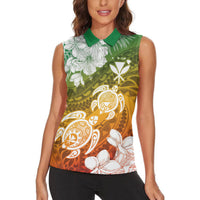 Kanaka Maoli Hawaii Flag Day Women Sleeveless Polo Shirt Vibrant Frangipani LT7 - Polynesian Pride