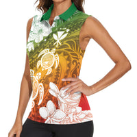 Kanaka Maoli Hawaii Flag Day Women Sleeveless Polo Shirt Vibrant Frangipani LT7 - Polynesian Pride