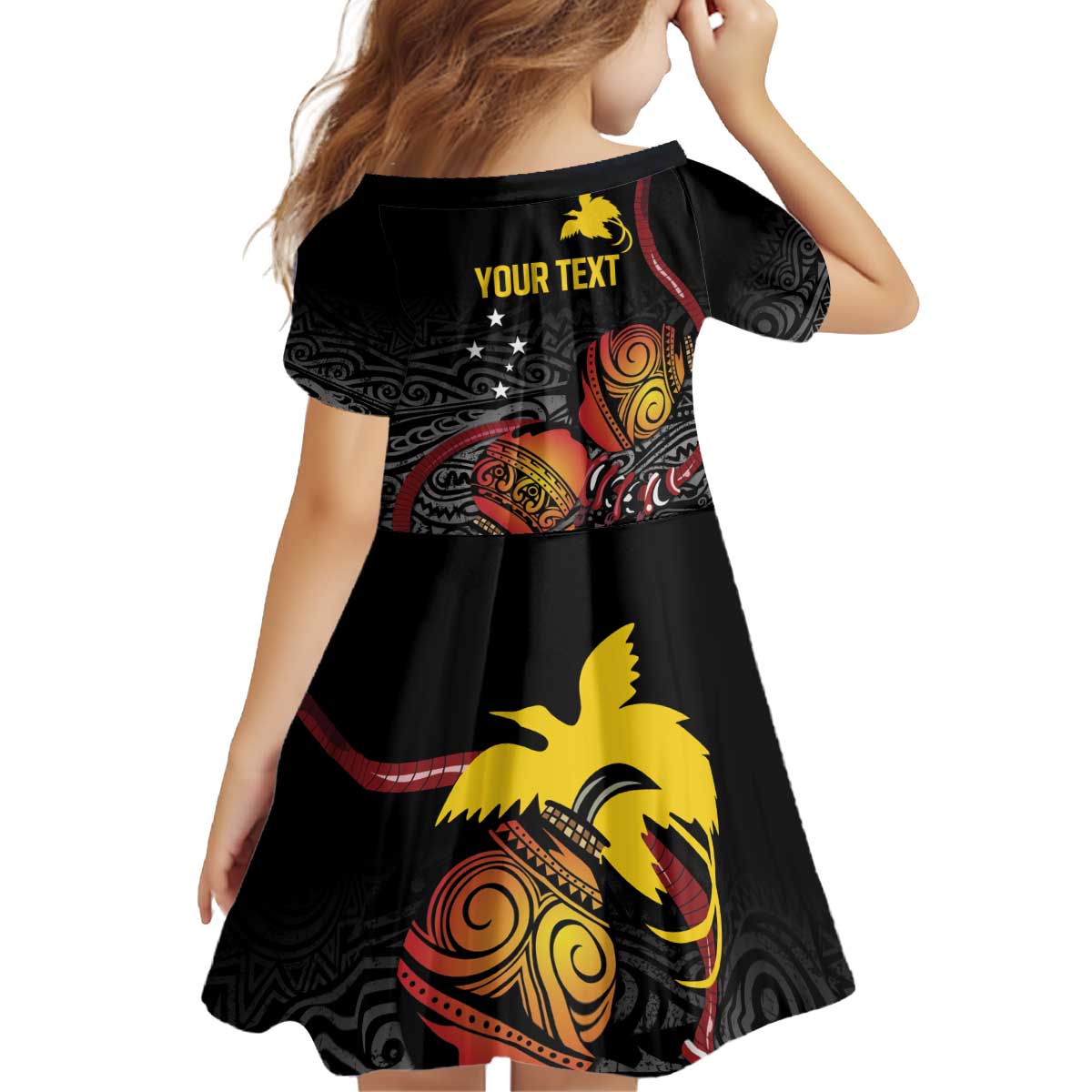 Personalized Papua New Guinea Milne Bay Kid Short Sleeve Dress Bagi Necklace Mix Lime Pot Grunge LT7 - Polynesian Pride