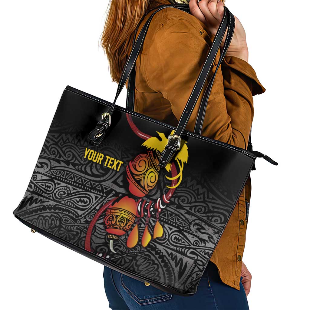 Personalized Papua New Guinea Milne Bay Leather Tote Bag Bagi Necklace Mix Lime Pot Grunge
