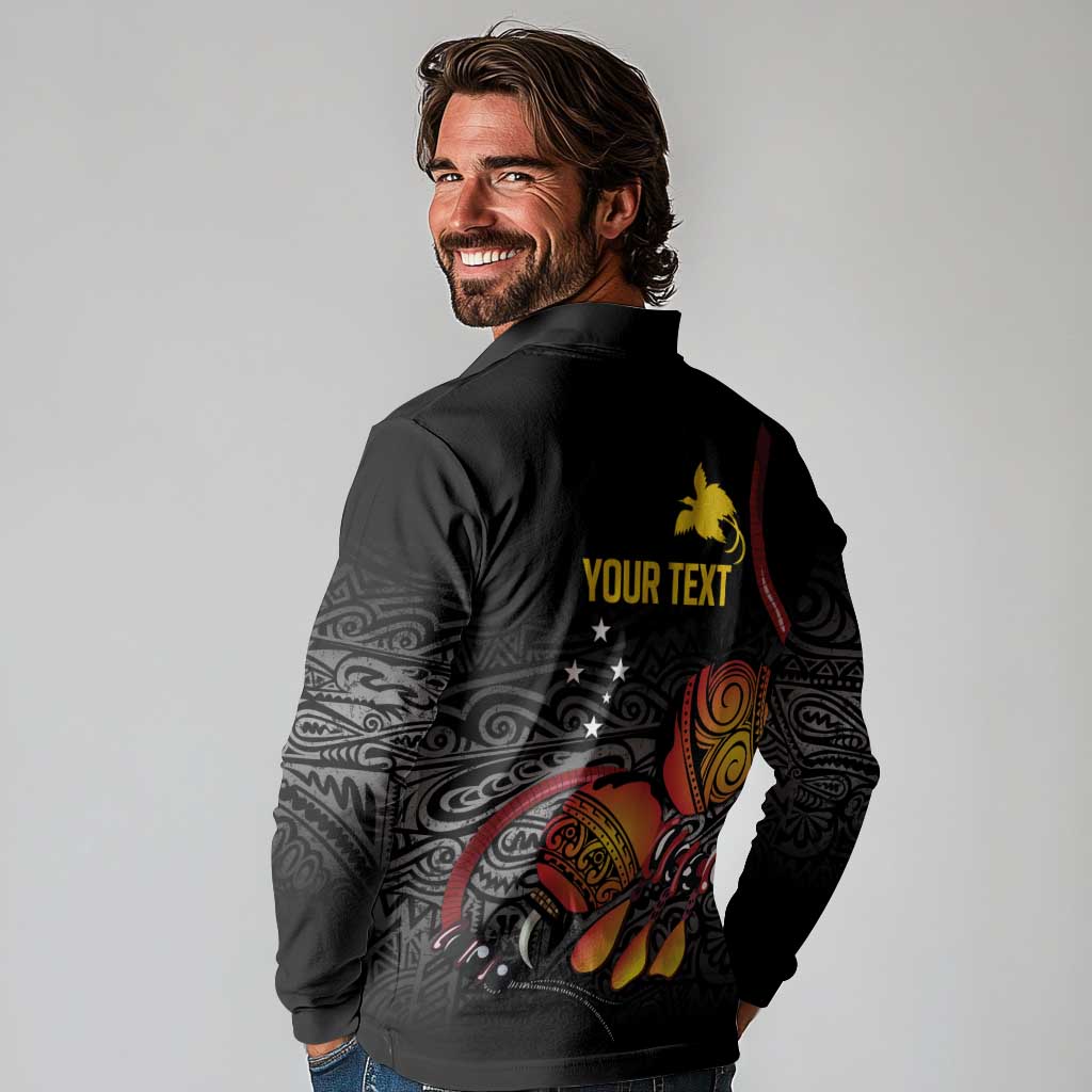 Personalized Papua New Guinea Milne Bay Long Sleeve Polo Shirt Bagi Necklace Mix Lime Pot Grunge LT7 - Polynesian Pride