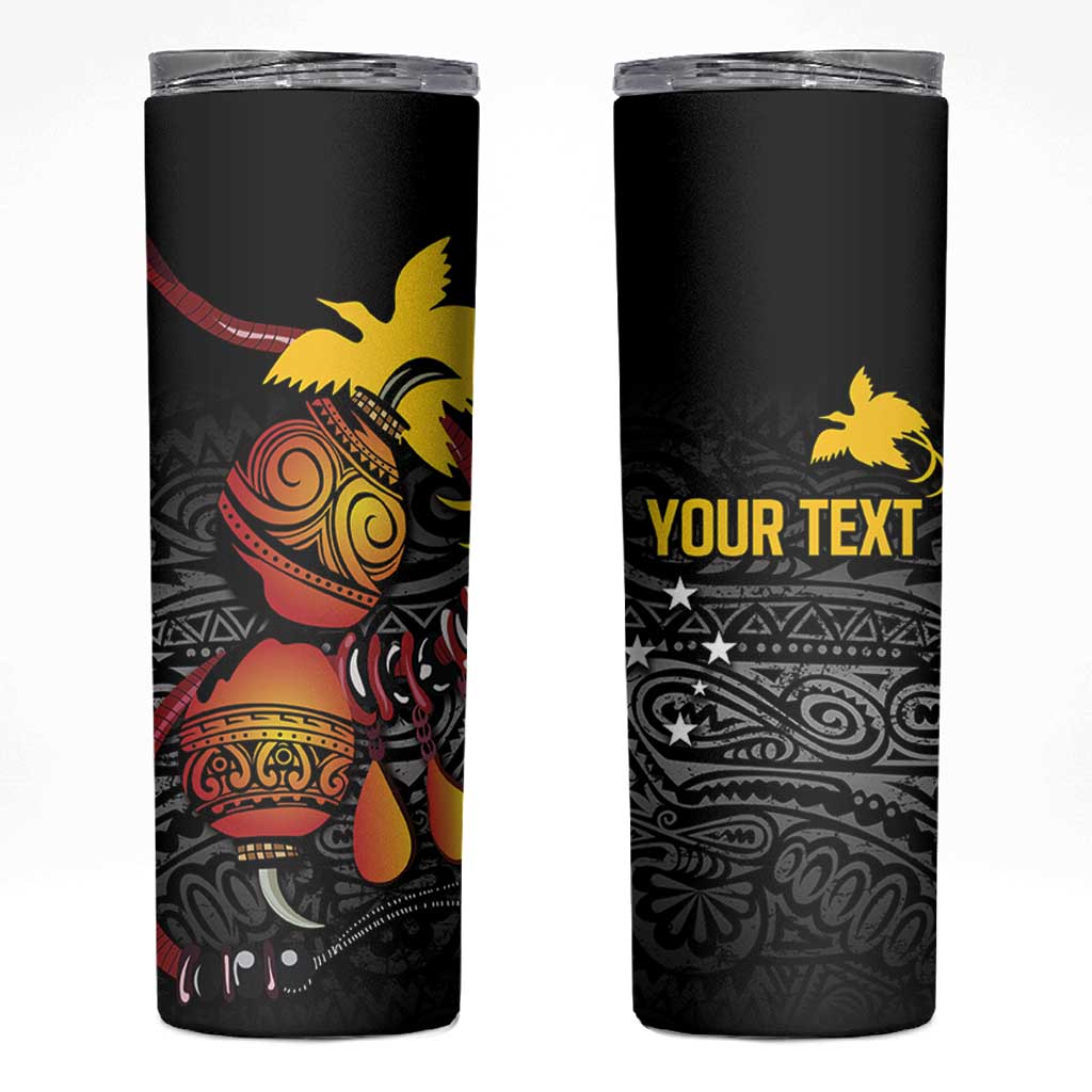 Personalized Papua New Guinea Milne Bay Skinny Tumbler Bagi Necklace Mix Lime Pot Grunge LT7 Black - Polynesian Pride
