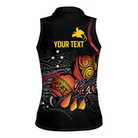 Personalized Papua New Guinea Milne Bay Women Sleeveless Polo Shirt Bagi Necklace Mix Lime Pot Grunge LT7 - Polynesian Pride