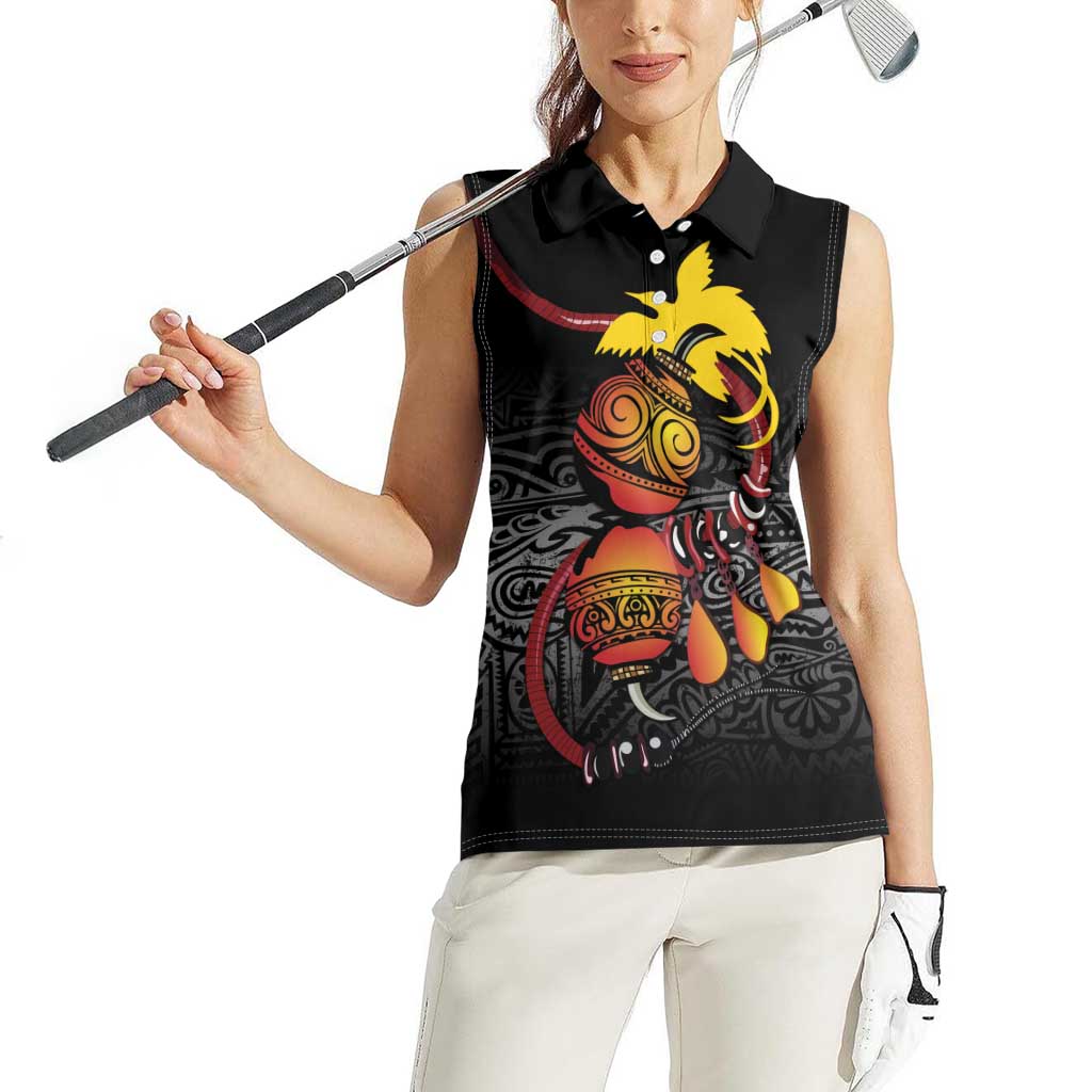 Personalized Papua New Guinea Milne Bay Women Sleeveless Polo Shirt Bagi Necklace Mix Lime Pot Grunge LT7 - Polynesian Pride