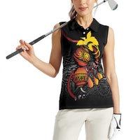Personalized Papua New Guinea Milne Bay Women Sleeveless Polo Shirt Bagi Necklace Mix Lime Pot Grunge LT7 - Polynesian Pride