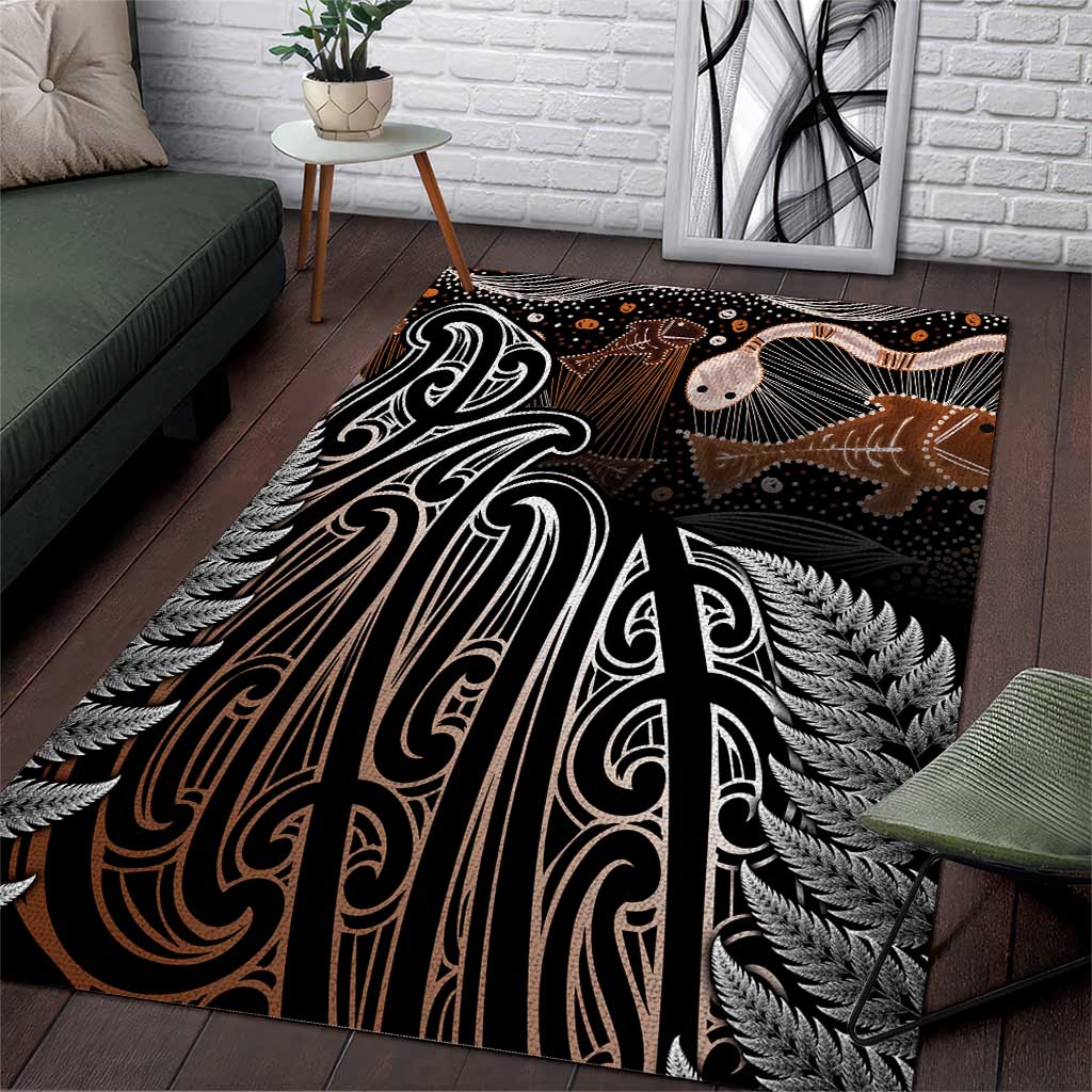 Aotearoa Maori - Australia Indigenous Area Rug Koiri Whakairo Mix Aboriginal Art LT7 Brown - Polynesian Pride