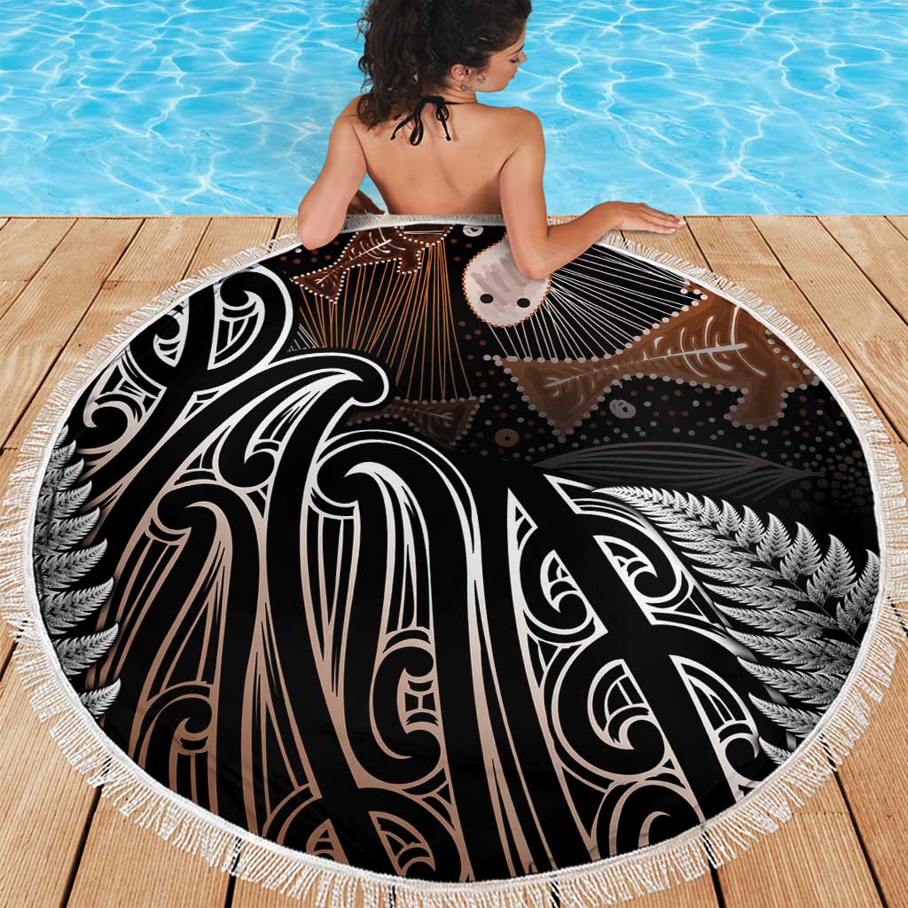 Aotearoa Maori - Australia Indigenous Beach Blanket Koiri Whakairo Mix Aboriginal Art - Polynesian Pride