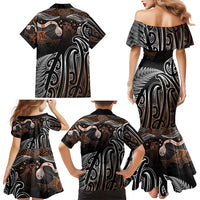 Aotearoa Maori - Australia Indigenous Family Matching Mermaid Dress and Hawaiian Shirt Koiri Whakairo Mix Aboriginal Art LT7 - Polynesian Pride