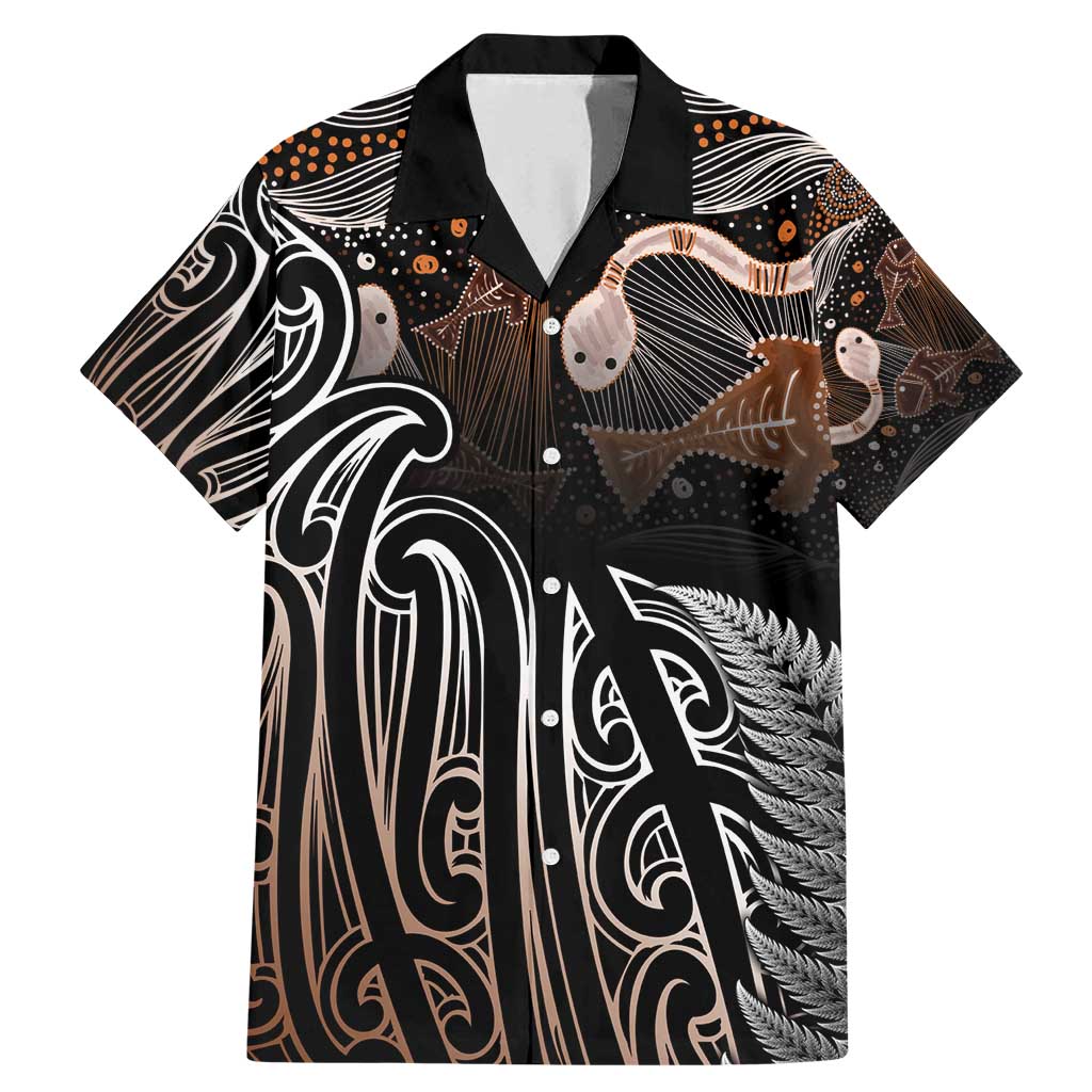 Aotearoa Maori - Australia Indigenous Family Matching Mermaid Dress and Hawaiian Shirt Koiri Whakairo Mix Aboriginal Art LT7 Dad's Shirt - Short Sleeve Brown - Polynesian Pride