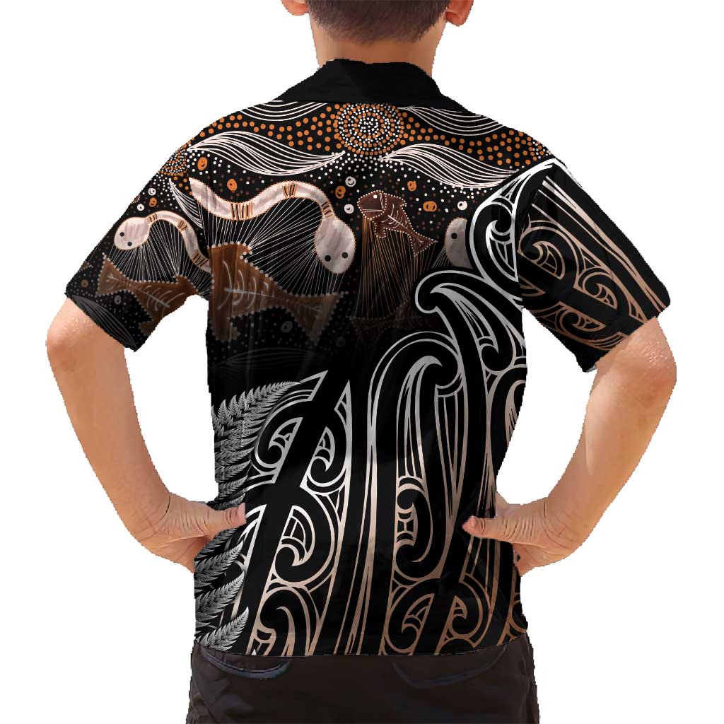 Aotearoa Maori - Australia Indigenous Family Matching Summer Maxi Dress and Hawaiian Shirt Koiri Whakairo Mix Aboriginal Art - Polynesian Pride