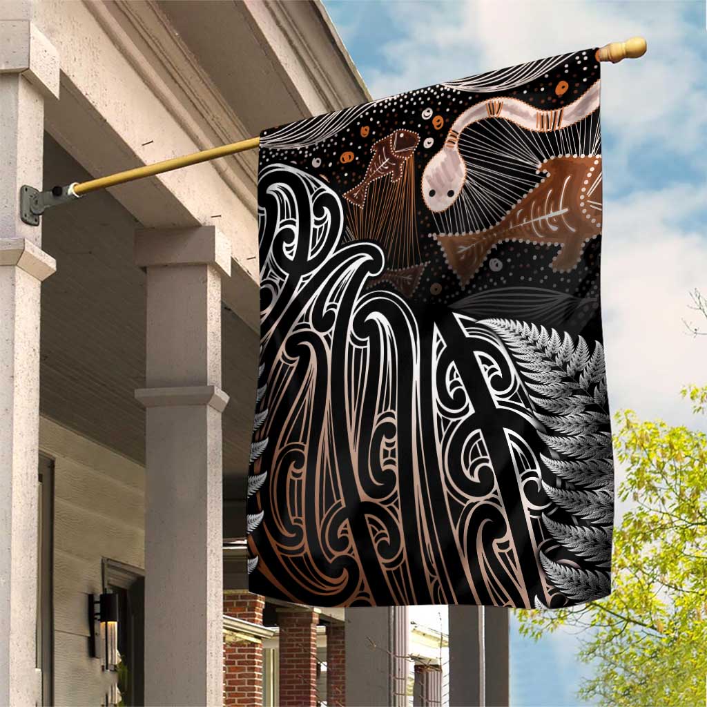 Aotearoa Maori - Australia Indigenous Garden Flag Koiri Whakairo Mix Aboriginal Art - Polynesian Pride