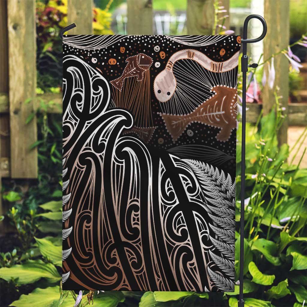 Aotearoa Maori - Australia Indigenous Garden Flag Koiri Whakairo Mix Aboriginal Art - Polynesian Pride