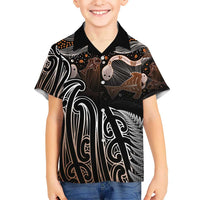 Aotearoa Maori - Australia Indigenous Kid Hawaiian Shirt Koiri Whakairo Mix Aboriginal Art - Polynesian Pride