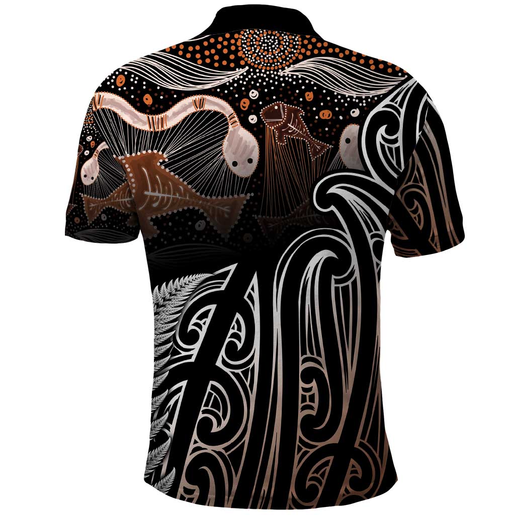 Aotearoa Maori - Australia Indigenous Polo Shirt Koiri Whakairo Mix Aboriginal Art - Polynesian Pride