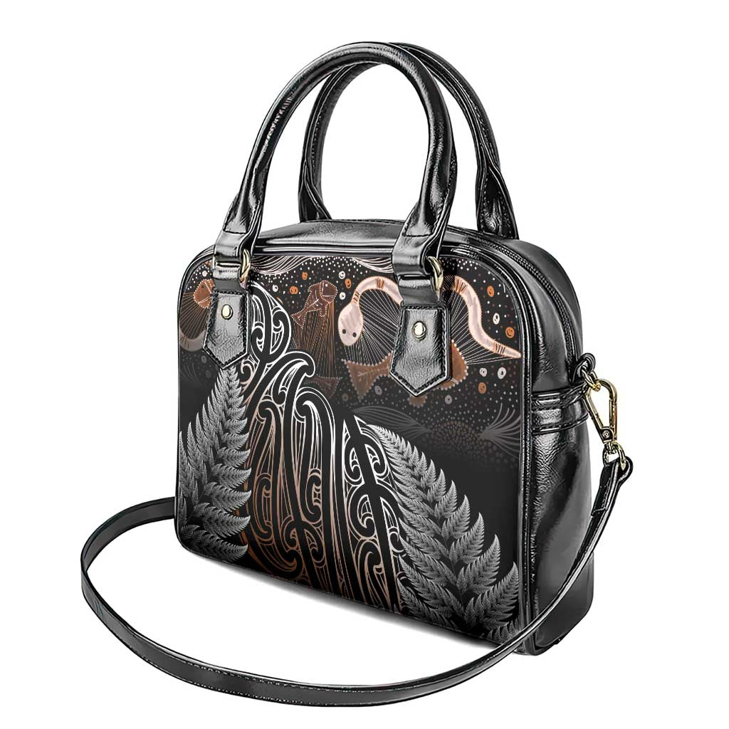 Aotearoa Maori - Australia Indigenous Shoulder Handbag Koiri Whakairo Mix Aboriginal Art LT7 - Polynesian Pride