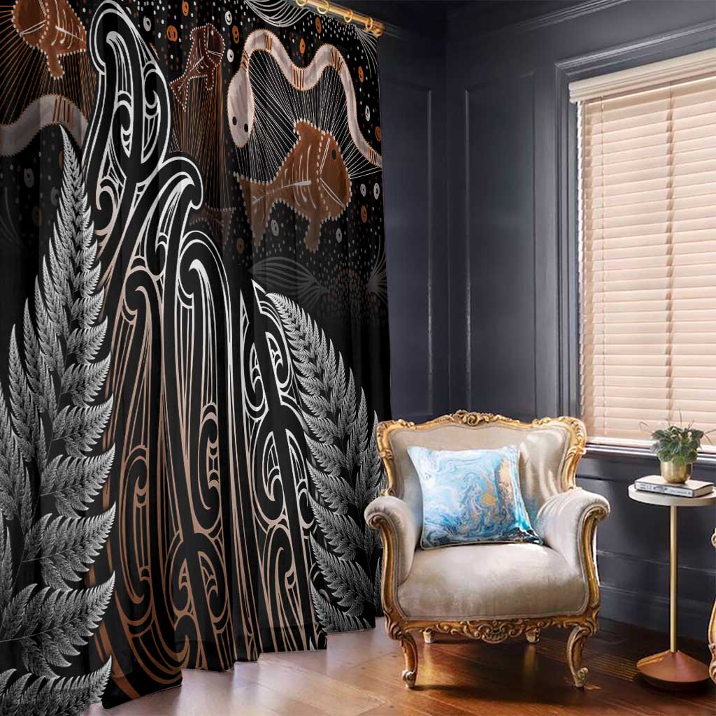 Aotearoa Maori - Australia Indigenous Window Curtain Koiri Whakairo Mix Aboriginal Art LT7 - Polynesian Pride