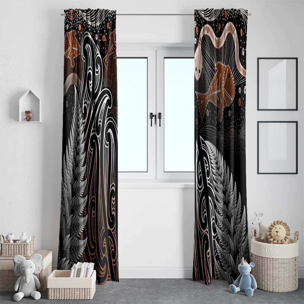 Aotearoa Maori - Australia Indigenous Window Curtain Koiri Whakairo Mix Aboriginal Art LT7 - Polynesian Pride