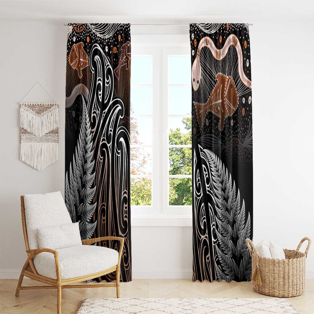 Aotearoa Maori - Australia Indigenous Window Curtain Koiri Whakairo Mix Aboriginal Art LT7 - Polynesian Pride