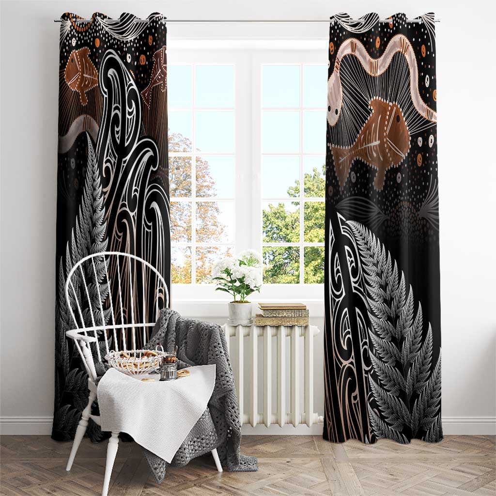 Aotearoa Maori - Australia Indigenous Window Curtain Koiri Whakairo Mix Aboriginal Art LT7 - Polynesian Pride