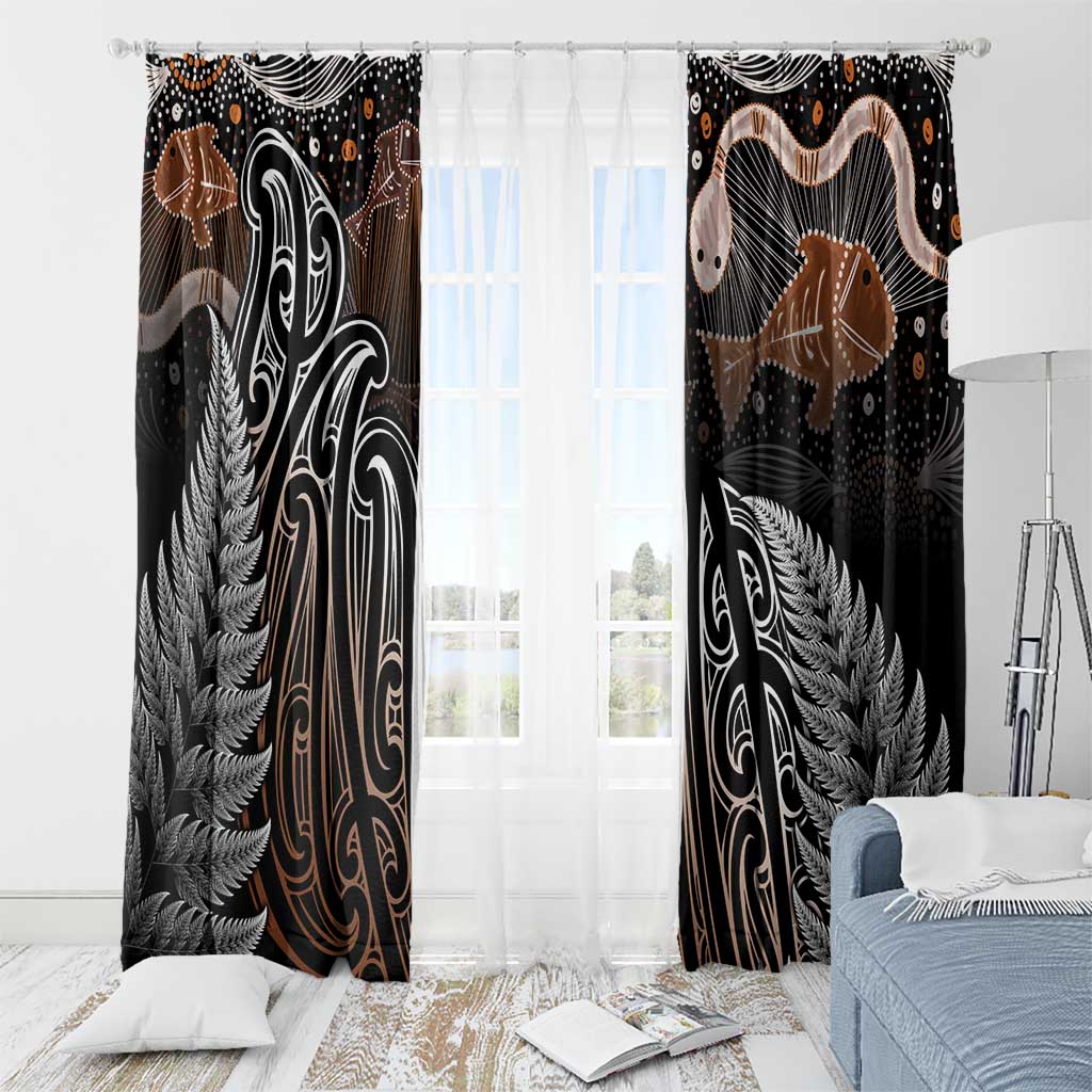 Aotearoa Maori - Australia Indigenous Window Curtain Koiri Whakairo Mix Aboriginal Art LT7 - Polynesian Pride