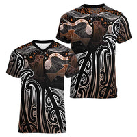 Aotearoa Maori - Australia Indigenous Women V-Neck T-Shirt Koiri Whakairo Mix Aboriginal Art LT7 - Polynesian Pride