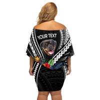 Personalised Polynesian Dog Off Shoulder Short Dress Rottweiler With Polynesia Pattern Curve Style LT7 - Polynesian Pride