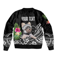 Personalised Polynesian Bomber Jacket With Yorkshire Terrier Floral Style LT7 - Polynesian Pride