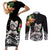 Personalised Polynesian Couples Matching Short Sleeve Bodycon Dress and Long Sleeve Button Shirts With Yorkshire Terrier Floral Style LT7 Black - Polynesian Pride