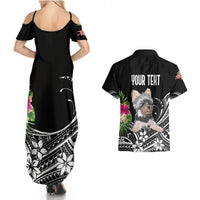 Personalised Polynesian Couples Matching Summer Maxi Dress and Hawaiian Shirt With Yorkshire Terrier Floral Style LT7 - Polynesian Pride