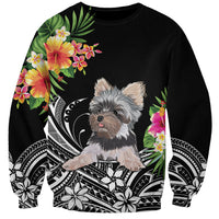 Personalised Polynesian Sweatshirt With Yorkshire Terrier Floral Style LT7 Unisex Black - Polynesian Pride