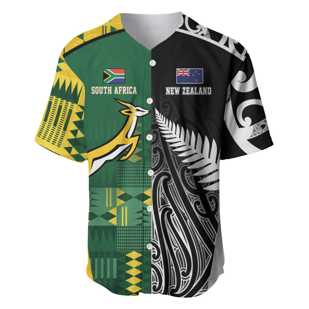 Custom Rugby South Africa New Zealand Greatest Rivals Baseball Jersey Tribal Motifs LT7 Multicolor - Polynesian Pride