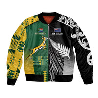 Custom Rugby South Africa New Zealand Greatest Rivals Bomber Jacket Tribal Motifs LT7 Unisex Multicolor - Polynesian Pride