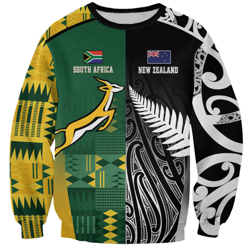 Custom Rugby South Africa New Zealand Greatest Rivals Sweatshirt Tribal Motifs LT7 Unisex Multicolor - Polynesian Pride