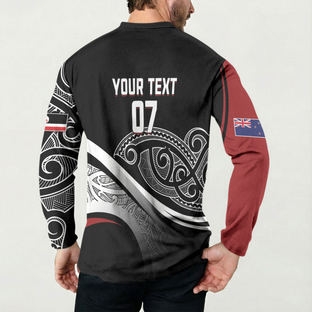 Aotearoa Maori Rugby Custom Button Sweatshirt Kapa O Pango LT7 - Polynesian Pride