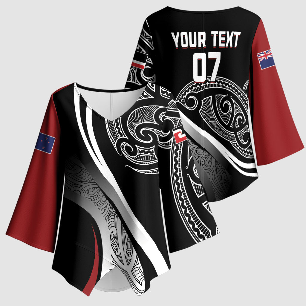 Aotearoa Maori Rugby Custom Kimono Sleeve Blouse Kapa O Pango LT7 - Polynesian Pride
