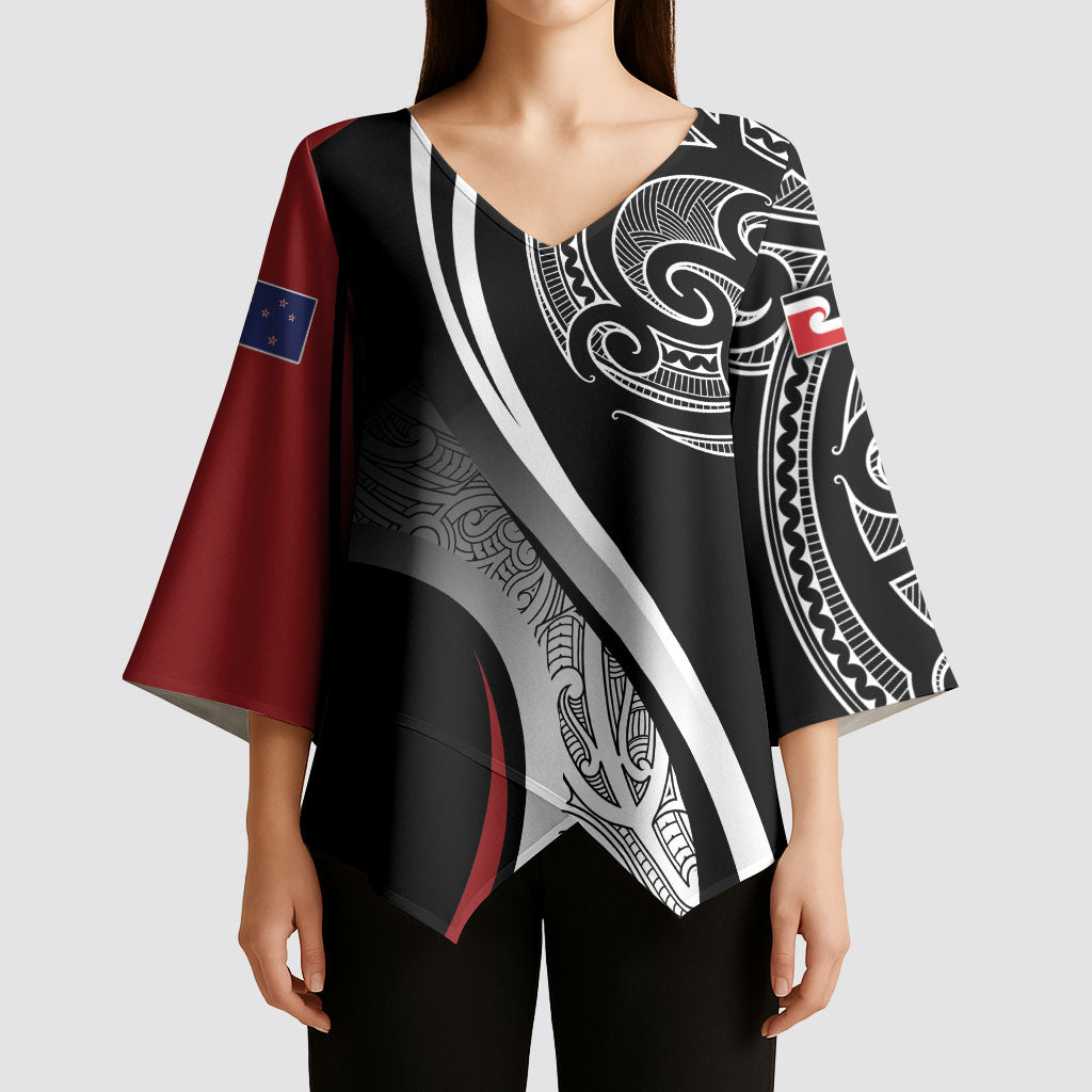 Aotearoa Maori Rugby Custom Kimono Sleeve Blouse Kapa O Pango LT7 - Polynesian Pride