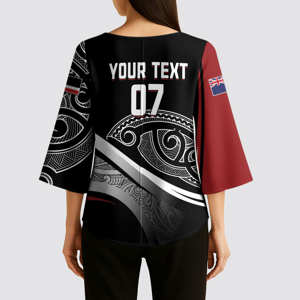 Aotearoa Maori Rugby Custom Kimono Sleeve Blouse Kapa O Pango LT7 - Polynesian Pride