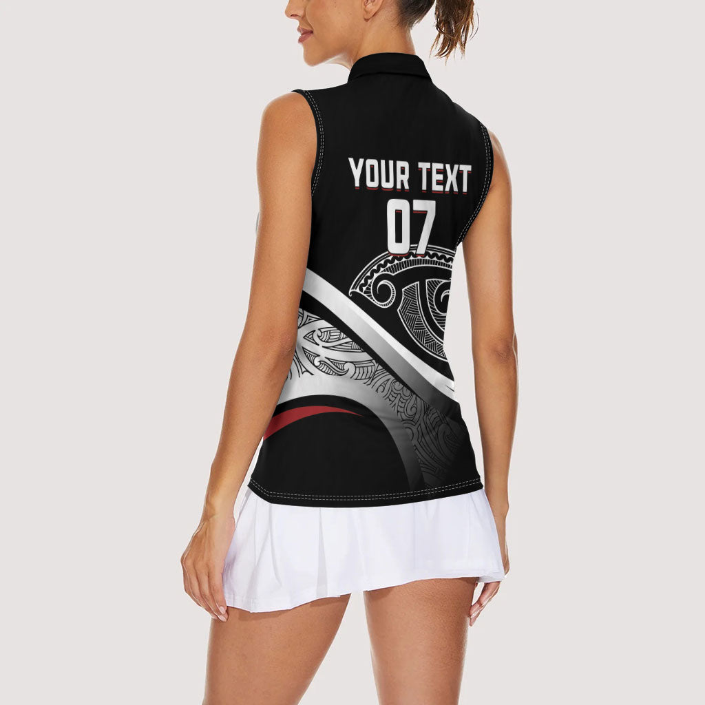 Aotearoa Maori Rugby Custom Women Sleeveless Polo Shirt Kapa O Pango LT7 - Polynesian Pride