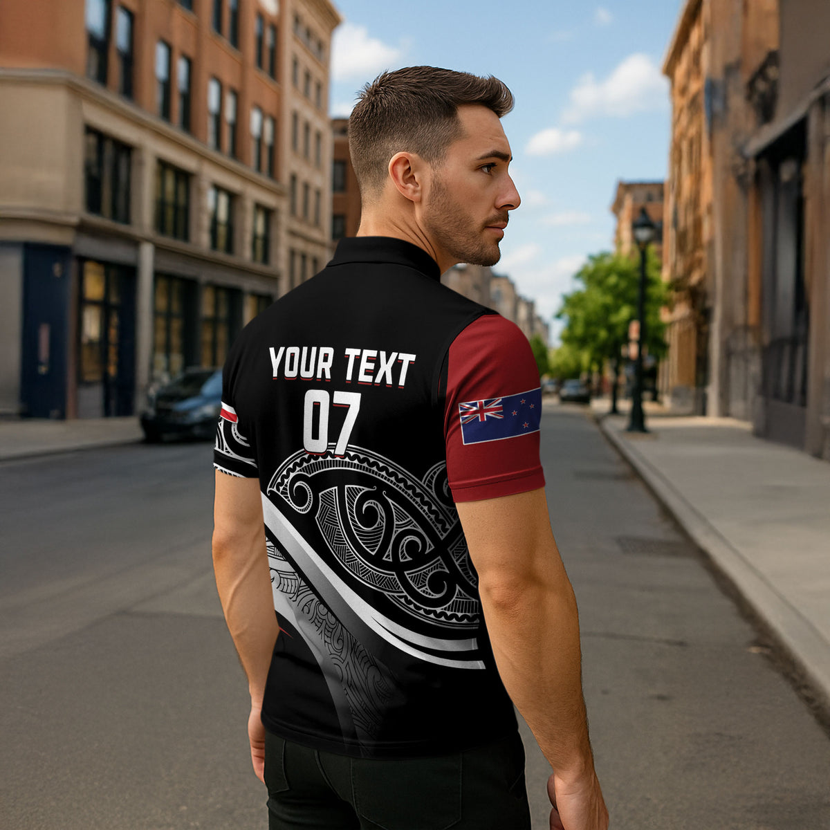 Aotearoa Maori Rugby Custom Zipper Polo Shirt Kapa O Pango LT7 - Polynesian Pride