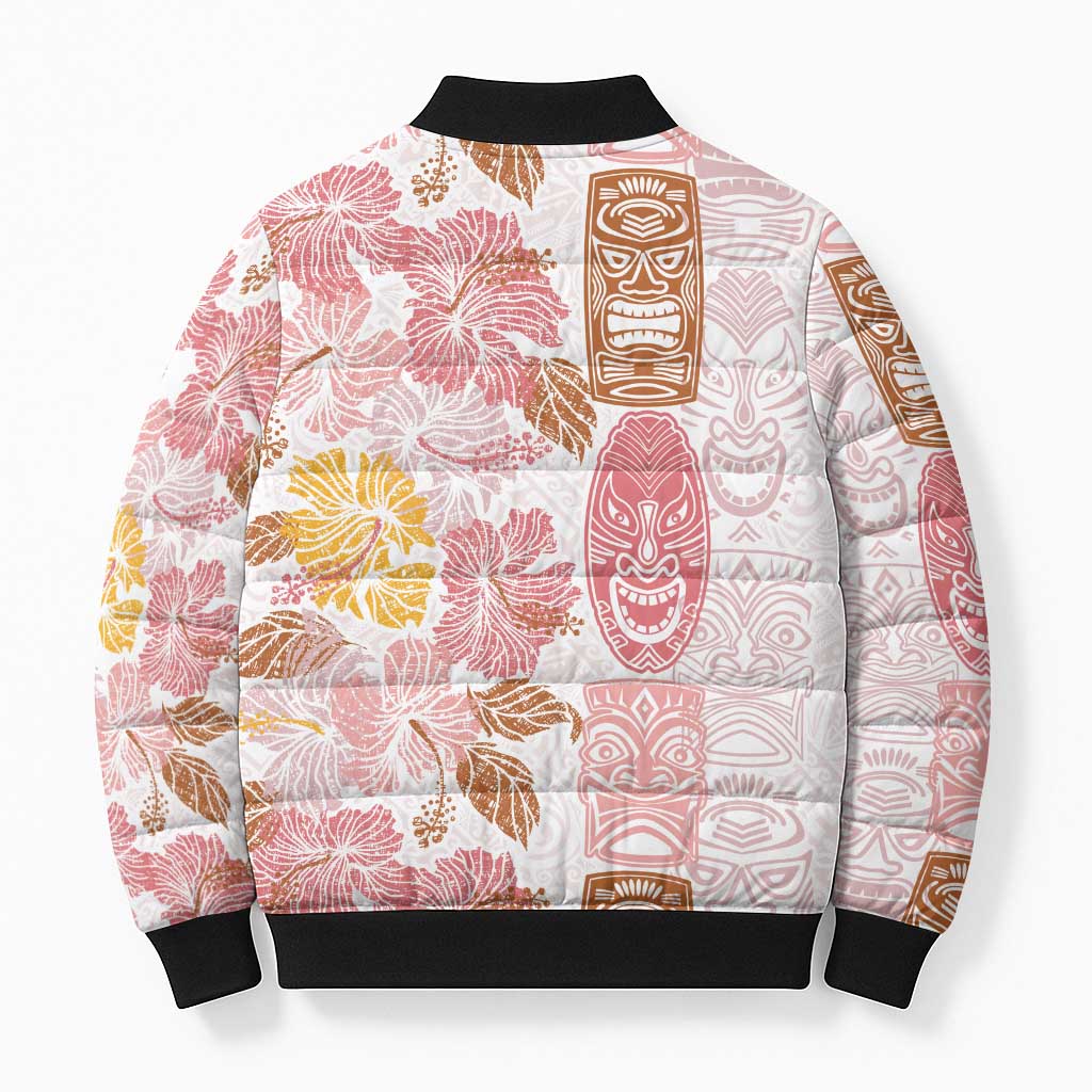Christmas Aloha Hawaii Tiki Bomber Puffer Jacket Hibiscus Spring Colors - Polynesian Pride