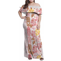 Christmas Aloha Hawaii Tiki Family Matching Off Shoulder Maxi Dress and Hawaiian Shirt Hibiscus Spring Colors - Polynesian Pride