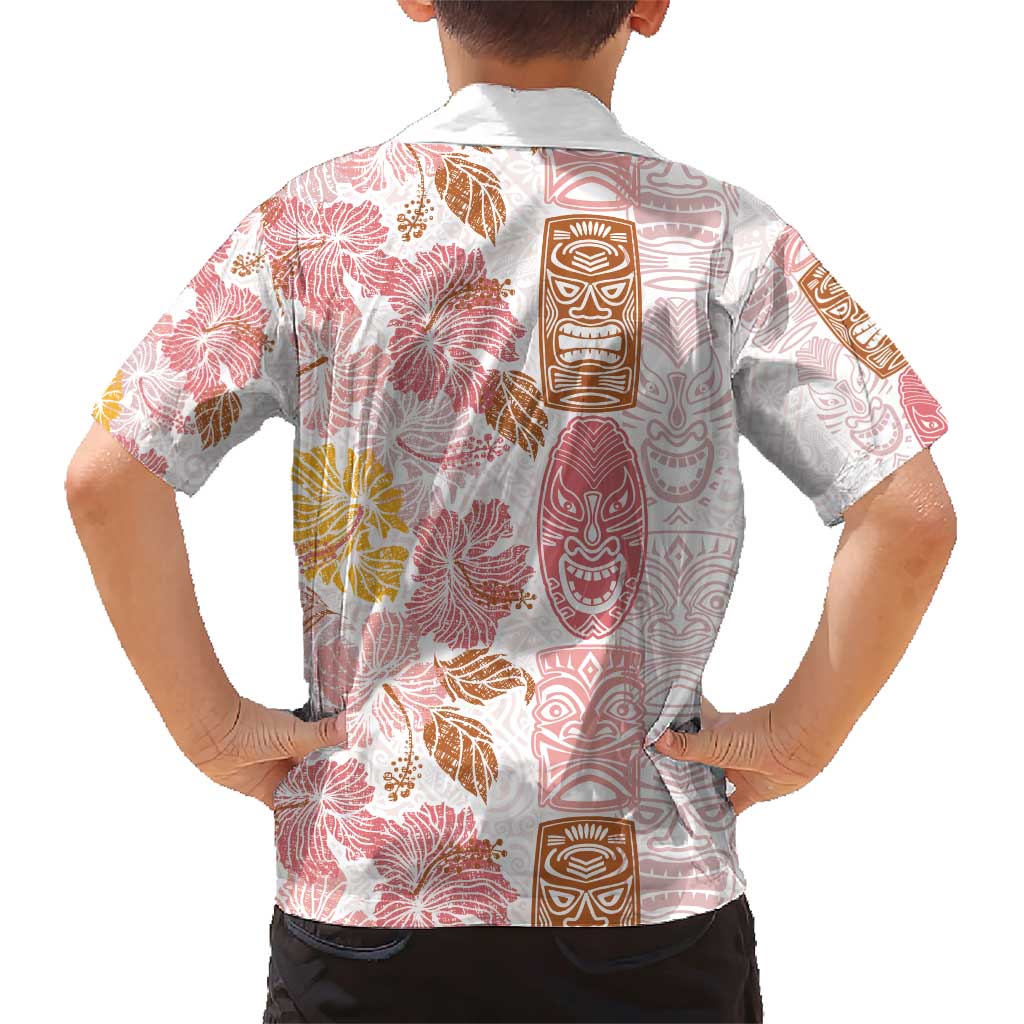 Christmas Aloha Hawaii Tiki Family Matching Short Sleeve Bodycon Dress and Hawaiian Shirt Hibiscus Spring Colors - Polynesian Pride