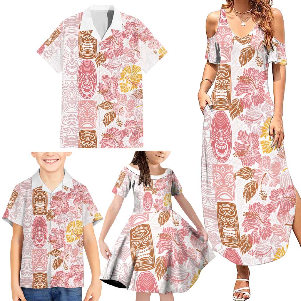 Christmas Aloha Hawaii Tiki Family Matching Summer Maxi Dress and Hawaiian Shirt Hibiscus Spring Colors - Polynesian Pride