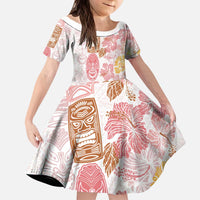 Christmas Aloha Hawaii Tiki Kid Short Sleeve Dress Hibiscus Spring Colors - Polynesian Pride