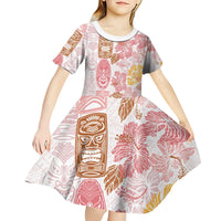 Christmas Aloha Hawaii Tiki Kid Short Sleeve Dress Hibiscus Spring Colors - Polynesian Pride
