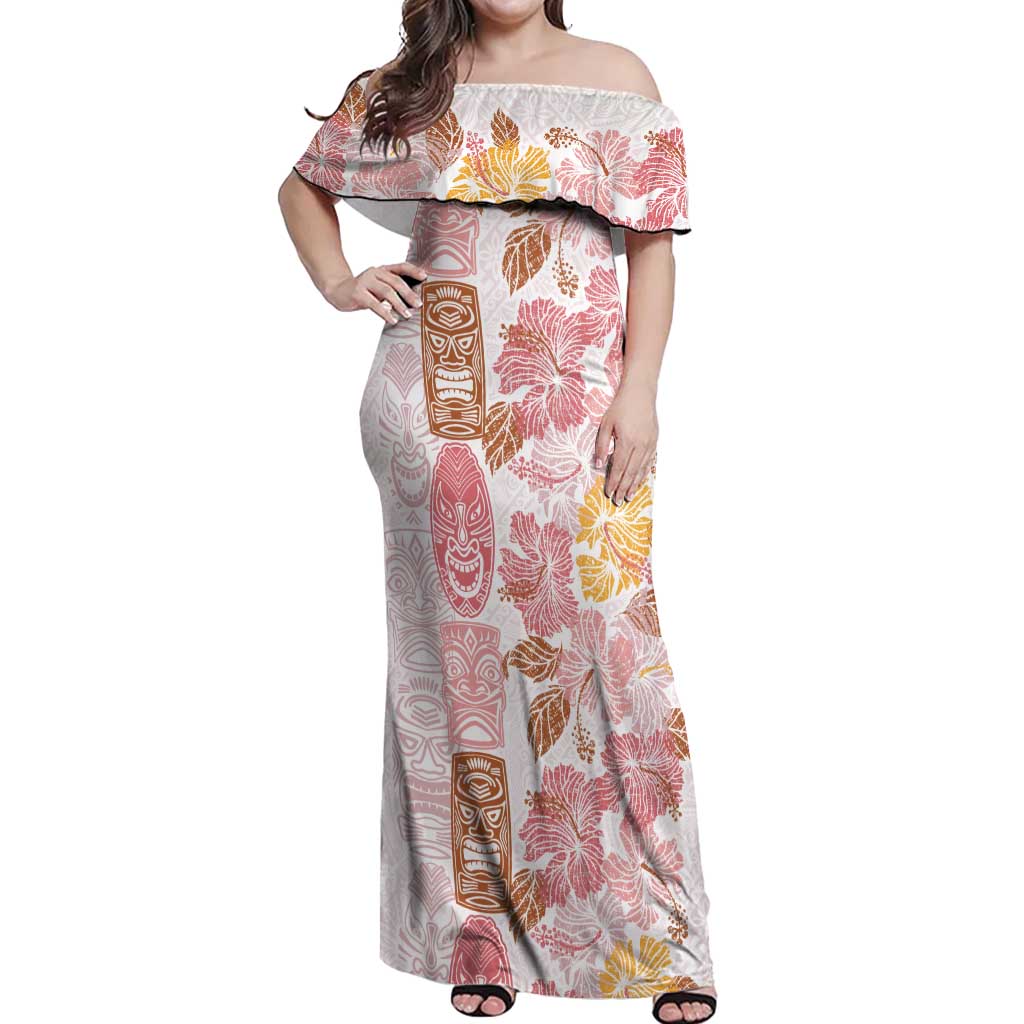 Christmas Aloha Hawaii Tiki Off Shoulder Maxi Dress Hibiscus Spring Colors - Polynesian Pride
