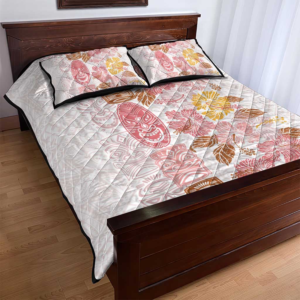 Christmas Aloha Hawaii Tiki Quilt Bed Set Hibiscus Spring Colors - Polynesian Pride