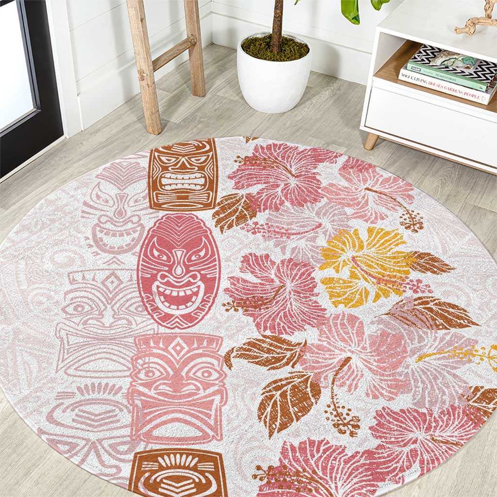 Christmas Aloha Hawaii Tiki Round Carpet Hibiscus Spring Colors LT7 Pink - Polynesian Pride